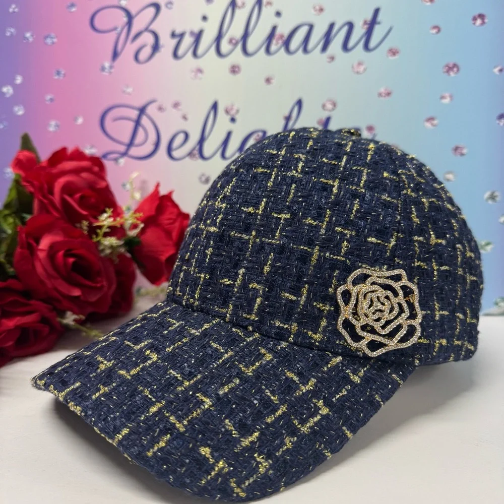 🔥OOAK CUSTOM TWEED CAMELLIA FLOWER HAT - Picture 10 of 13